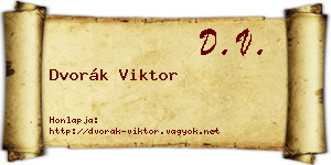 Dvorák Viktor névjegykártya